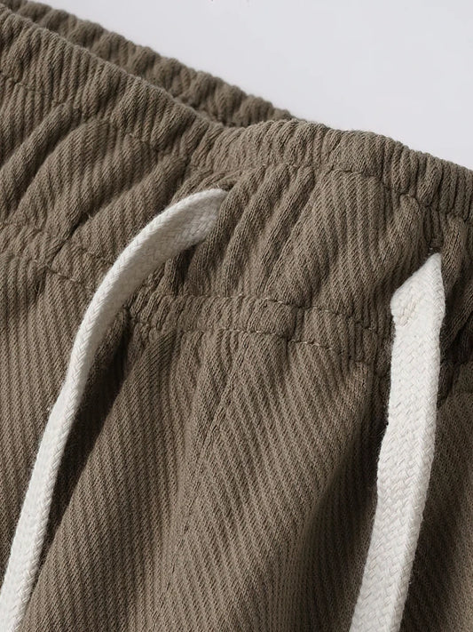 65% Cotton Twill Baggy Casual Jogger Pants Men 380g Anti-wrinkle Work Wear Trousers Outdoor Sport Sweatpants Breathable Knitted