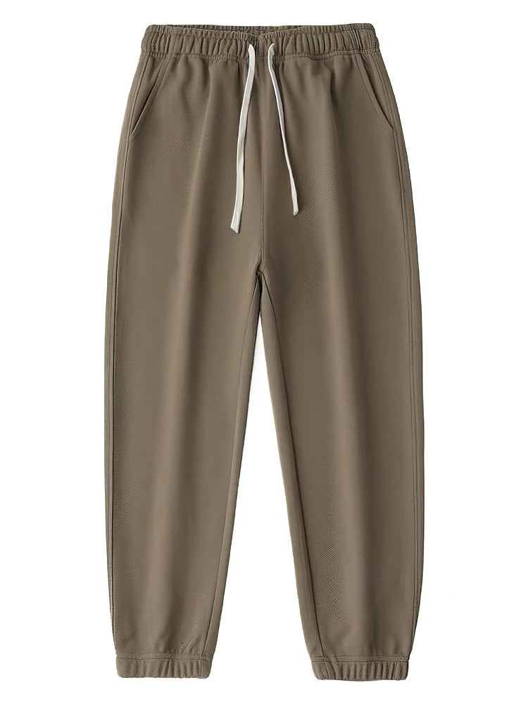 65% Cotton Twill Baggy Casual Jogger Pants Men 380g Anti-wrinkle Work Wear Trousers Outdoor Sport Sweatpants Breathable Knitted