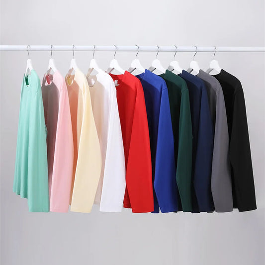 MRMT 2025 Brand New 220g Cotton Men's Long-sleeved T-shirt Loose Pure White Sweater Bottoming Shirt Autumn Clothes Men Clothing