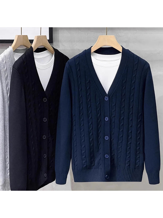 American Sle Casual Knitted Sweater Men's Outerwear Faion Open Cardigan Spring Autumn V-ne Long Sve Busin Casual