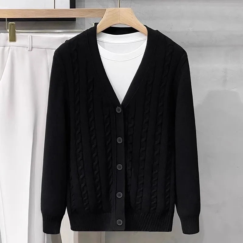 American Sle Casual Knitted Sweater Men's Outerwear Faion Open Cardigan Spring Autumn V-ne Long Sve Busin Casual