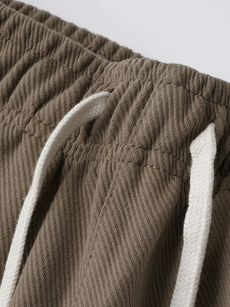 65% Cotton Twill Baggy Casual Jogger Pants Men 380g Anti-wrinkle Work Wear Trousers Outdoor Sport Sweatpants Breathable Knitted