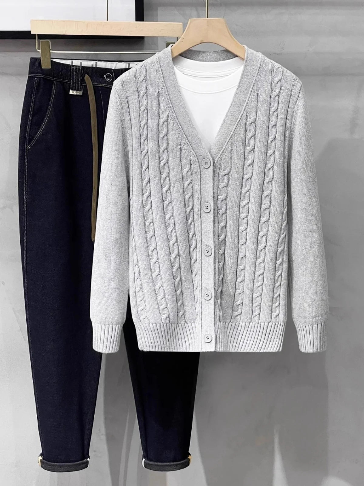 American Sle Casual Knitted Sweater Men's Outerwear Faion Open Cardigan Spring Autumn V-ne Long Sve Busin Casual