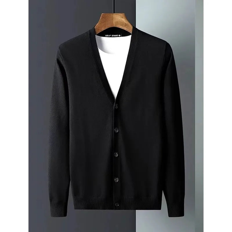 American Sle Casual Knitted Sweater Men's Outerwear Faion Open Cardigan Spring Autumn V-ne Long Sve Busin Casual