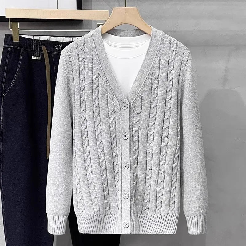 American Sle Casual Knitted Sweater Men's Outerwear Faion Open Cardigan Spring Autumn V-ne Long Sve Busin Casual