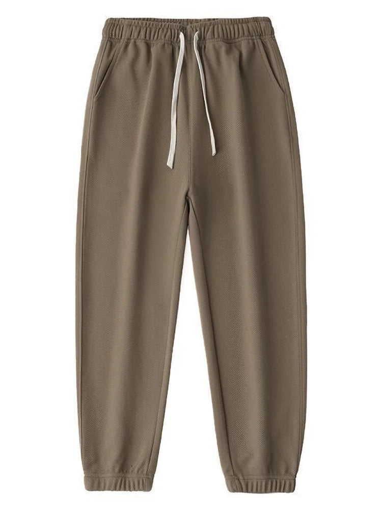 65% Cotton Twill Baggy Casual Jogger Pants Men 380g Anti-wrinkle Work Wear Trousers Outdoor Sport Sweatpants Breathable Knitted